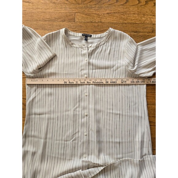 Eileen Fisher 100% Silk Button Up Shirt Dress Striped Size Large - Picture 7 of 7
